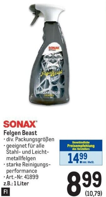 Metro SONAX Felgen Beast z.B.: 1 Liter Angebot