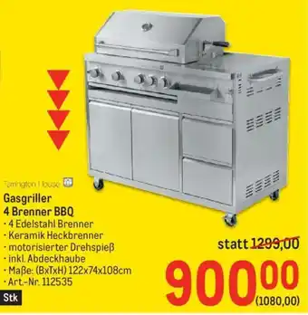 Metro Tarrington House Gasgriller 4 Brenner BBQ Angebot