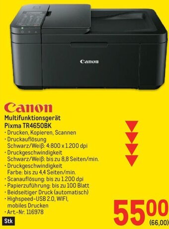 Metro Canon Multifunktionsgerät Pixma TR4650BK Angebot