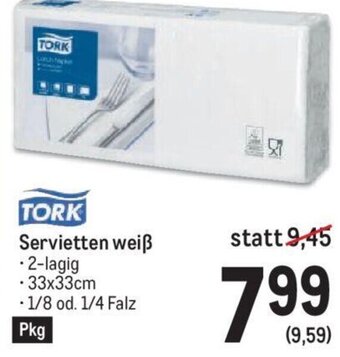 Metro TORK Servietten weiß • 2-lagig • 33x33cm Angebot