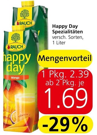 Spar Happy Day Spezialitäten versch. Sorten, 1 Liter Angebot