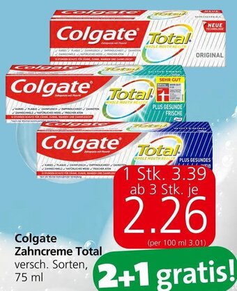 Spar Colgate Zahncreme Total versch. Sorten, 75 ml Angebot