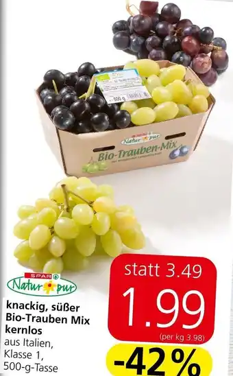 Spar knackig, süßer Bio-Trauben Mix kernlos aus Italien, Klasse 1, 500-g-Tasse Angebot