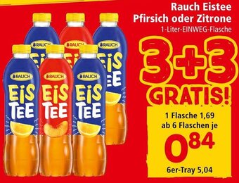 Interspar Rauch Eistee Pfirsich oder Zitrone 1-Liter-EINWEG-Flasche Angebot