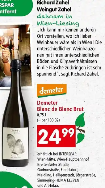 Interspar Demeter Blanc de Blanc Brut 0,75 L Angebot