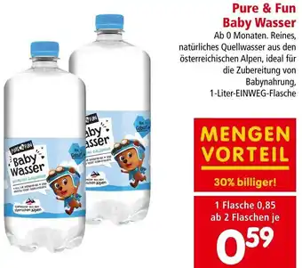 Interspar Pure & Fun Baby Wasser 1 - Liter- Einweg- Flasche Angebot