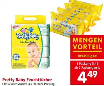 Interspar Pretty Baby Feuchttücher Classic oder Sensitiv, 4 x 80-Stück-Packung Angebot