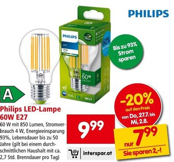 Interspar Philips LED-Lampe 60 W E27 Angebot