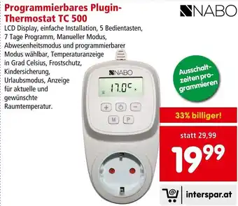 Interspar NABO Programmierbares Plugin-Thermostat TC 500 Angebot