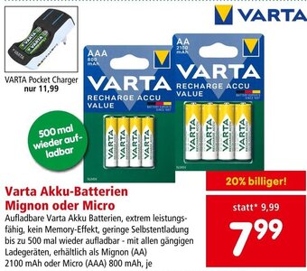 Interspar Varta Akku-Batterien Mignon oder Micro Angebot