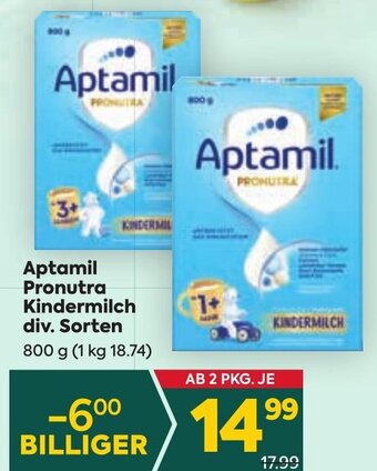 Billa Aptamil Pronutra Kindermilch div. Sorten 800 g Angebot