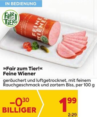 Billa >>Fair zum Tier!<< Feine Wiener per 100 g Angebot