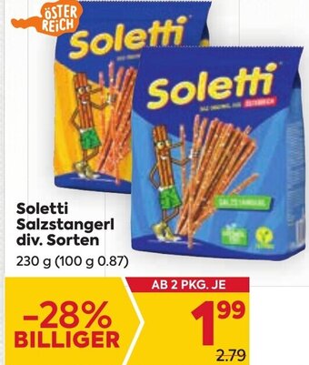 Billa Soletti Salzstangerl div. Sorten 230 g Angebot