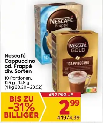 Billa Nescafé Cappuccino od. Frappé div. Sorten 125 g- 148 g Angebot