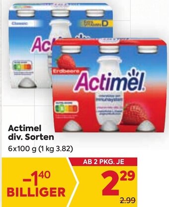 Billa Actimel div. Sorten 6x100 g Angebot