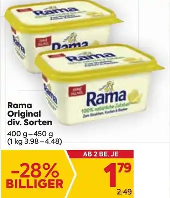 Billa Rama Original div. Sorten 400 g-450 g Angebot