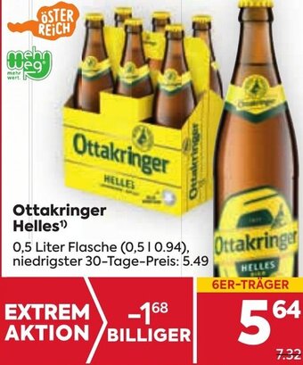 Billa Ottakringer Helles¹) 0,5 Liter Flasche Angebot