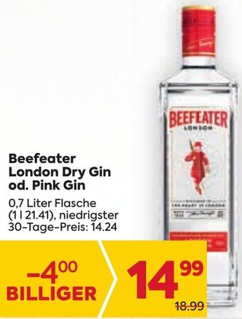 Billa Beefeater London Dry Gin od. Pink Gin 0,7 Liter Flasche Angebot