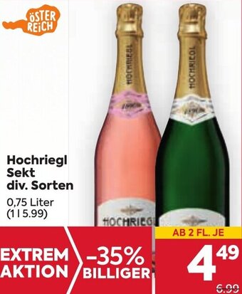 Billa Hochriegl Sekt div. Sorten 0,75 Liter Angebot