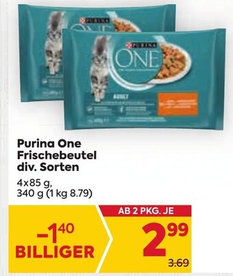 Billa Purina One Frischebeutel div. Sorten 4 x 85 g Angebot