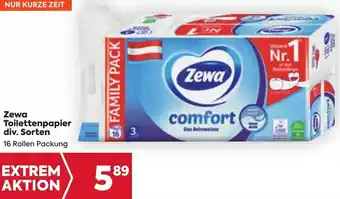 Billa Zewa Toilettenpapier div. Sorten 16 Rollen Packung Angebot