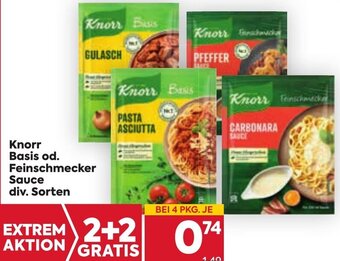 Billa Knorr Basis od. Feinschmecker Sauce div. Sorten Angebot