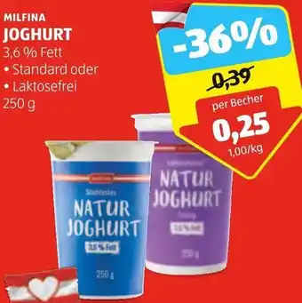 Hofer MILFINA JOGHURT 3,6 % Fett 250 g Angebot
