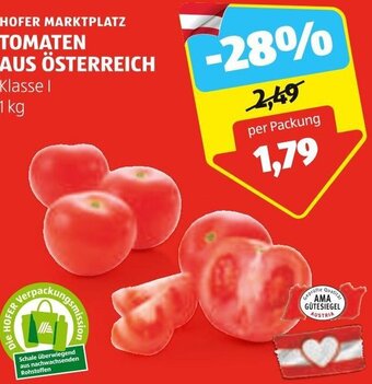 Hofer HOFER MARKTPLATZ TOMATEN AUS ÖSTERREICH Klasse I 1 kg Angebot