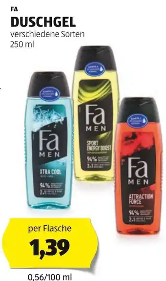 Hofer FA DUSCHGEL verschiedene Sorten 250 ml Angebot