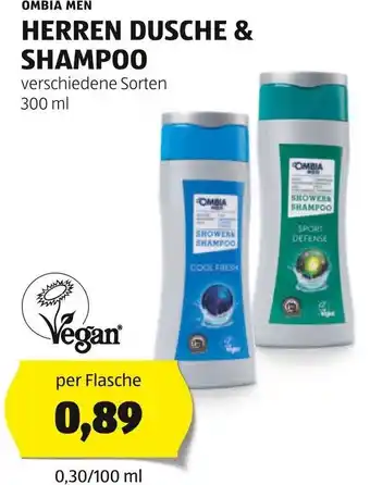 Hofer OMBIA MEN HERREN DUSCHE & SHAMPOO 300 ml Angebot