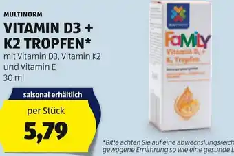 Hofer MULTINORM VITAMIN D3 + K2 TROPFEN* 30 ml Angebot