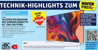 Hofer SHARP 4K ULTRA HD QUANTUM DOT ANDROID SMART-TV 65" (164 CM) FP2EA Angebot