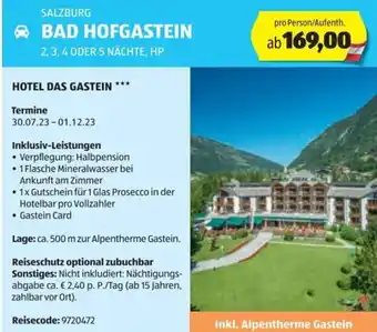 Hofer Reisen SALZBURG BAD HOFGASTEIN 2, 3, 4 ODER 5 NÄCHTE, HP Angebot