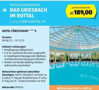 Hofer Reisen DEUTSCHLAND/BAYERN BAD GRIESBACH IM ROTTAL 2, 3, 4, 5 ODER 6 NÄCHTE, HP Angebot
