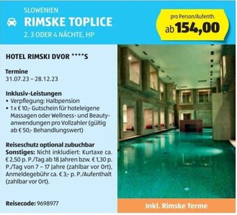 Hofer Reisen SLOWENIEN RIMSKE TOPLICE 2,3 ODER 4 NÄCHTE, HP Angebot