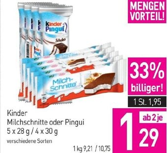 Sutterlüty Kinder Milchschnitte oder Pingui 5 x 28 g/ 4 x 30 g Angebot