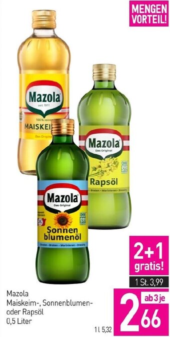 Sutterlüty Mazola Maiskeim-, Sonnenblumen- oder Rapsöl 0,5 Liter Angebot