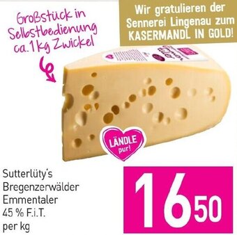 Sutterlüty Sutterlüty's Bregenzerwälder Emmentaler 45 % F.I.T. per kg Angebot