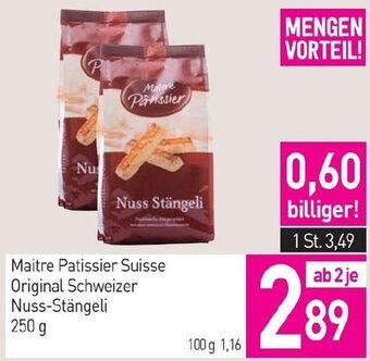Sutterlüty Maitre Patissier Suisse Original Schweizer Nuss-Stängeli 250 g Angebot