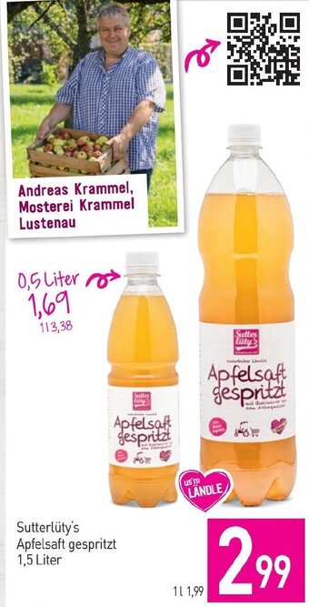 Sutterlüty Sutterlüty's Apfelsaft gespritzt 1,5 Liter Angebot
