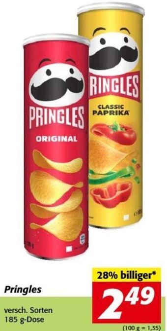 Nah&Frisch Pringles versch. Sorten 185 g-Dose Angebot