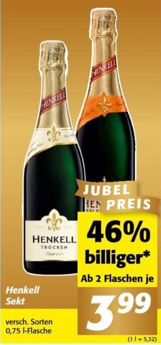 Nah&Frisch Henkell Sekt versch. Sorten 0,75 l-Flasche Angebot