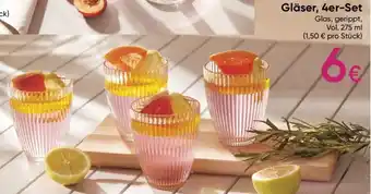 Pepco Gläser, 4er-Set Glas, gerippt, Vol. 275 ml Angebot