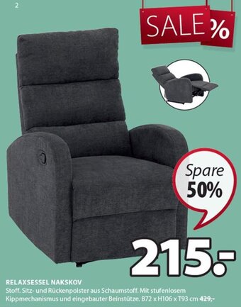JYSK RELAXSESSEL NAKSKOV B72 x H106 x T93 cm Angebot