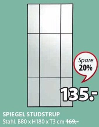 JYSK SPIEGEL STUDSTRUP Stahl. B80 x H180 x T3 cm Angebot