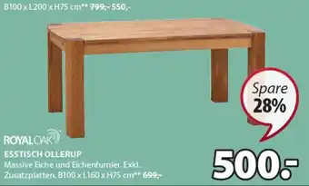 JYSK ESSTISCH OLLERUP Massive Eiche und Eichenfurnier. Exkl. Zusatzplatten. B100 x L160 x H75 cm Angebot