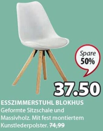 JYSK ESSZIMMERSTUHL BLOKHUS Geformte Sitzschale und Massivholz. Mit fest montiertem Kunstlederpolster. Angebot