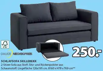 JYSK SCHLAFSOFA SKILLEBEKK 2-Sitzer-Sofa Liegefläche 126x195 cm. B160 x H78 x T69 cm Angebot