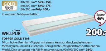 JYSK TOPPER GOLD T105 90x190/200 cm Angebot