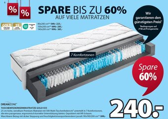 JYSK TASCHENFEDERKERNMATRATZE GOLD S55 90x190/200 cm Angebot